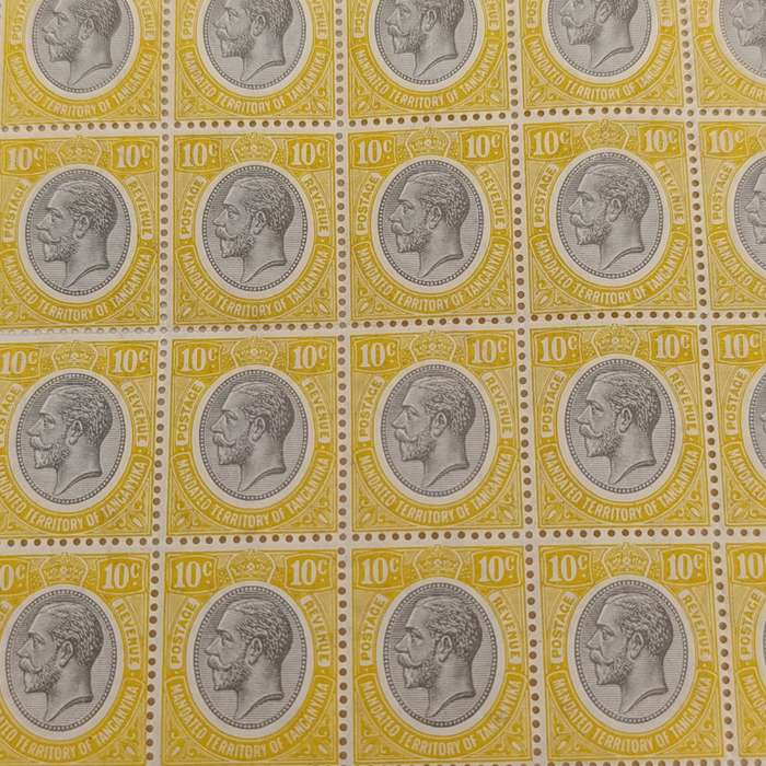 Mandated territory of Tanganyika Edward 7 Kings head block of 51 mint Ten cent stamps