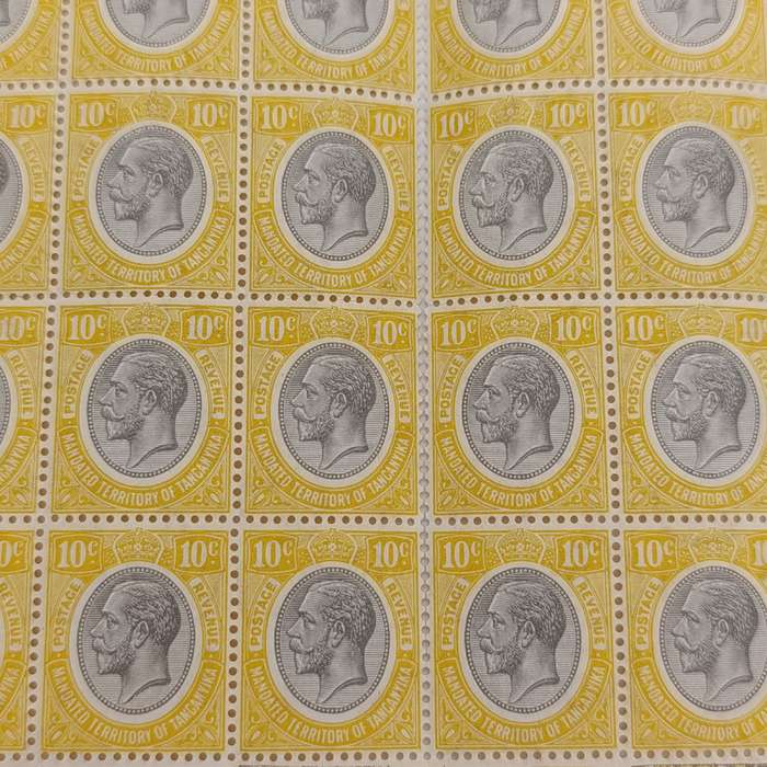 Mandated territory of Tanganyika Edward 7 Kings head block of 51 mint Ten cent stamps