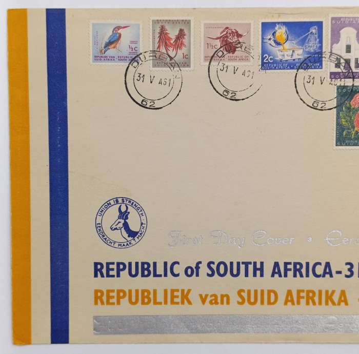 Republic of South Africa 31 May 1961 First Day Cover - cancelled Durban - rarely seen