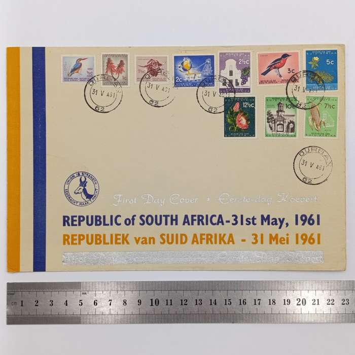 Republic of South Africa 31 May 1961 First Day Cover - cancelled Durban - rarely seen