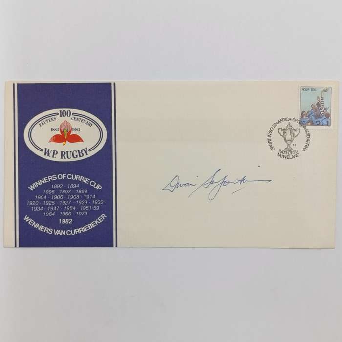 1983 Western Province rugby first day cover signed by Divan Serfontein