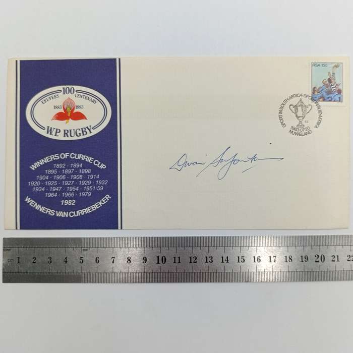 1983 Western Province rugby first day cover signed by Divan Serfontein