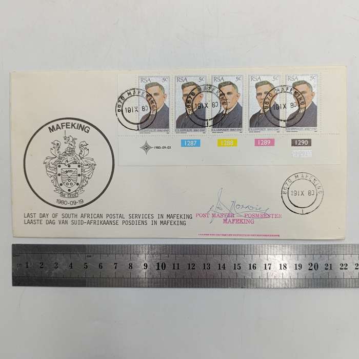 Lot of 3 last day of South African postal services in Mafeking postal covers