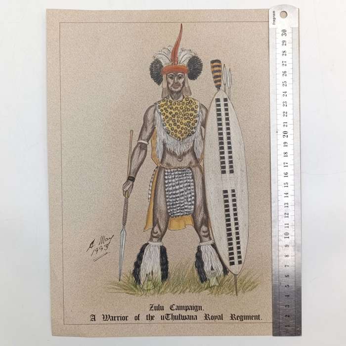 Original drawing of Zulu Warrior in 1993 by Andy May