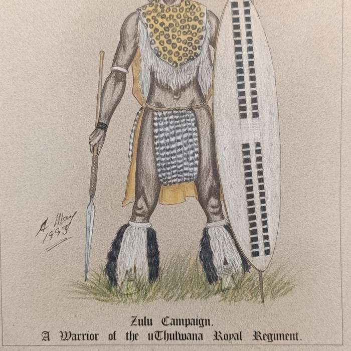 Original drawing of Zulu Warrior in 1993 by Andy May