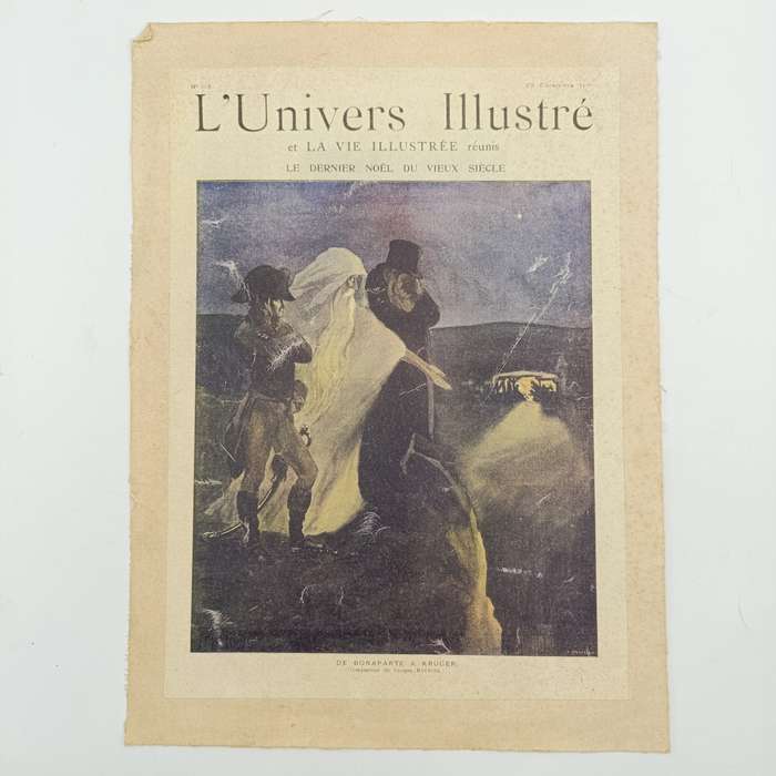 Illustrated front cover of French magazine - Boer War period. Scheteh of Napoleon and kruger