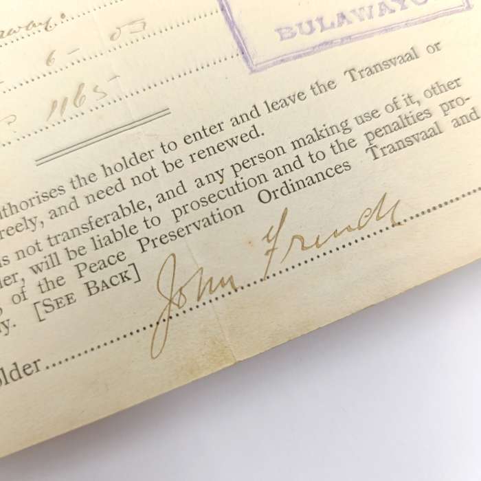 Permit to enter and reside in the Transvaal and Orange River Colony