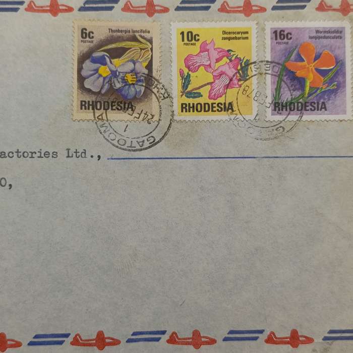 Registered postal cover from Gatooma, Rhodesia to Vereeniging