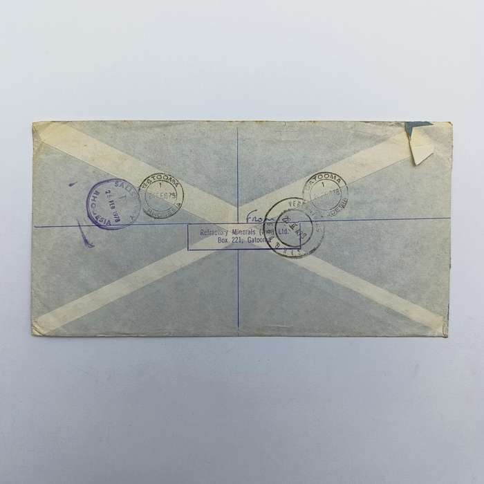 Registered postal cover from Gatooma, Rhodesia to Vereeniging