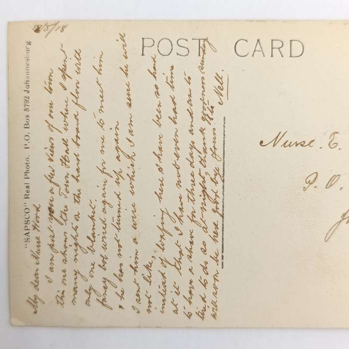 Postcard from Holfontein to Johannesburg with Violet Holfontein cancel