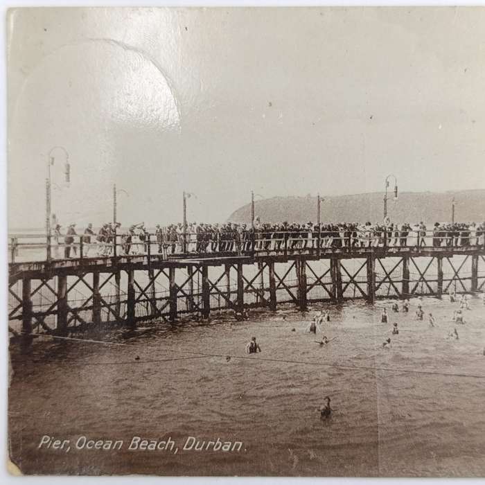 Postcard with picture of Ocean Beach Pier, Durban - Superb Howick cancel, 16 August 1914