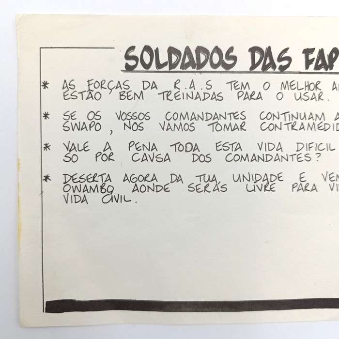 Vintage SADF Border war era FAPLA soldier Propaganda pamphlet