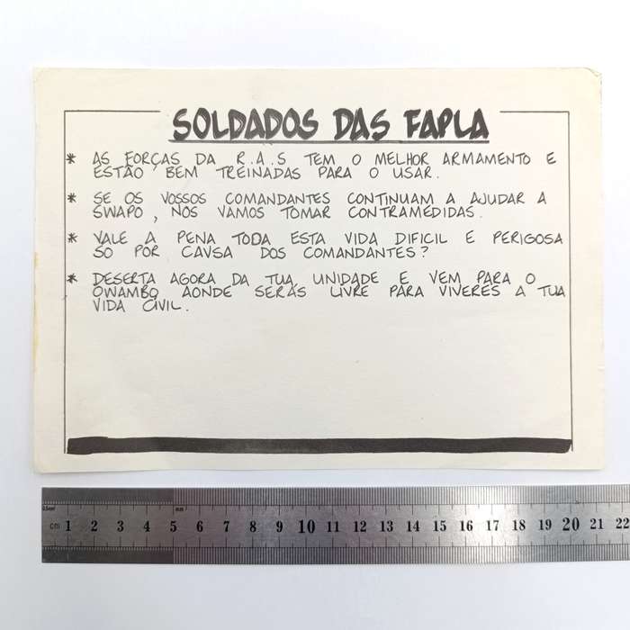 Vintage SADF Border war era FAPLA soldier Propaganda pamphlet