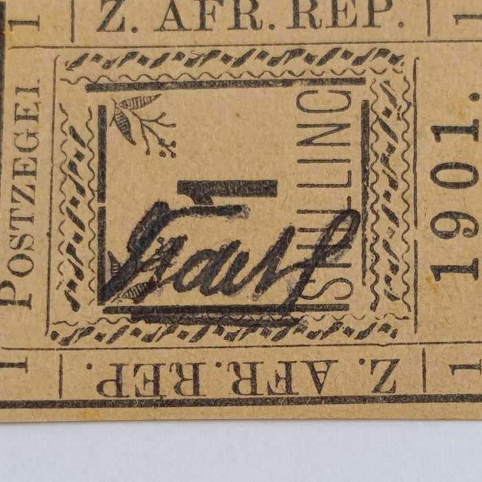 1901 ZAR Pietersburg type 1 imperforated 1 Shilling mint stamp - SACC 16