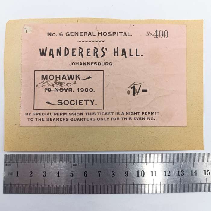 Boer War period 1900 permit for the General Hospital Johannesburg 1 shilling overprinted 5 shillings