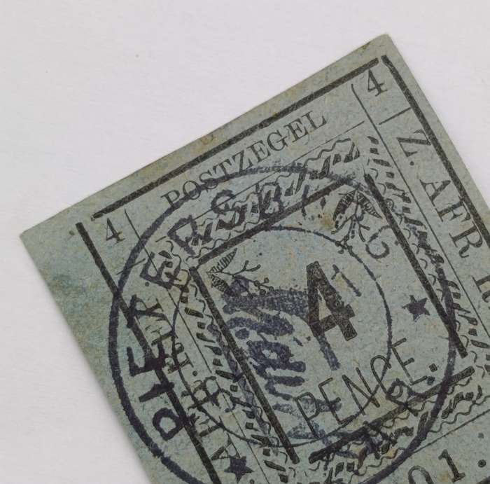 1901 ZAR Pietersburg type 3 used 4 pence stamp with wide "4" - SACC 12 - used at Pietersburg