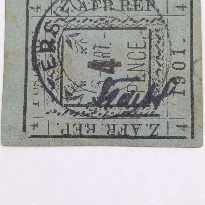 Full set of 1901 ZAR Pietersburg type 1-3 imperforate 4 Pence stamps - 1 used, 2 mint - SACC 10-12