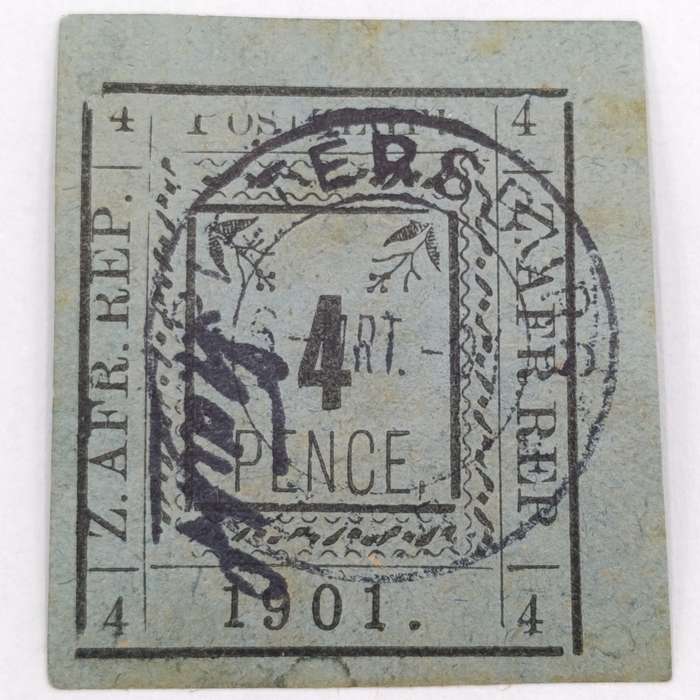Full set of 1901 ZAR Pietersburg type 1-3 imperforate 4 Pence stamps - 1 used, 2 mint - SACC 10-12