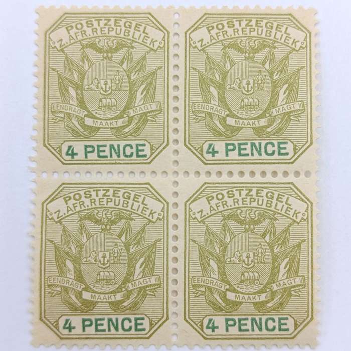 ZAR 4 Pence mint stamps Block of 4 SACC 228