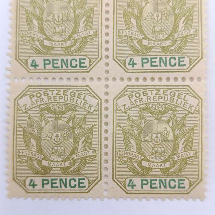 ZAR 4 Pence mint stamps Block of 4 SACC 228
