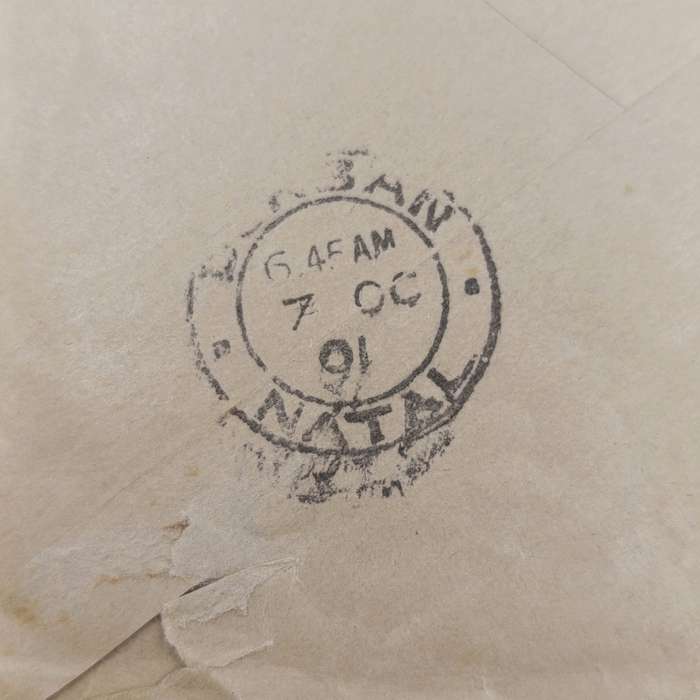 Censored cover - Boer War period - Pretoria to Durban - 1 Penny ZAR stamp cancelled 4 October 1901