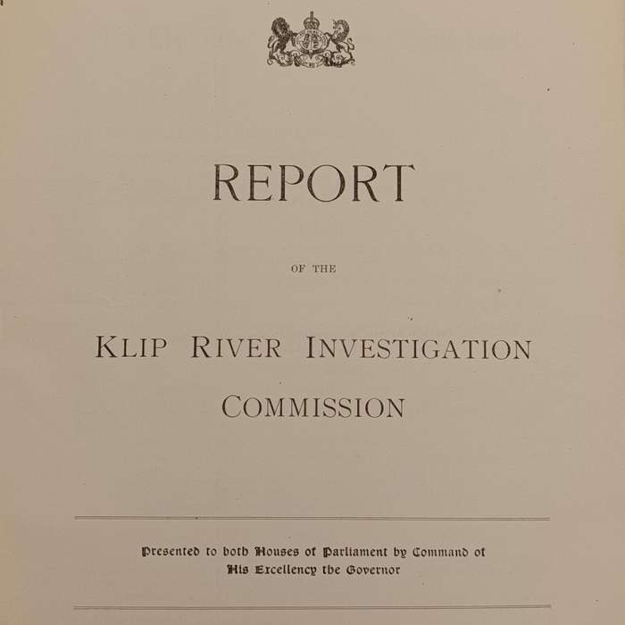1910 Report of the Klip River investigation commission - Orange River Colony rubber stamp