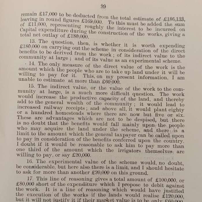 Cape of Good Hope 1904 Return in respect to the Thebus irrigation scheme