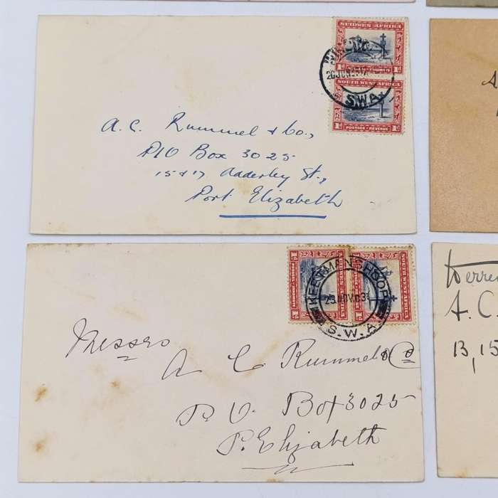 Lot of 6 Vintage 1930's South West Africa covers - all with 1d stamps in English and Afrikaans