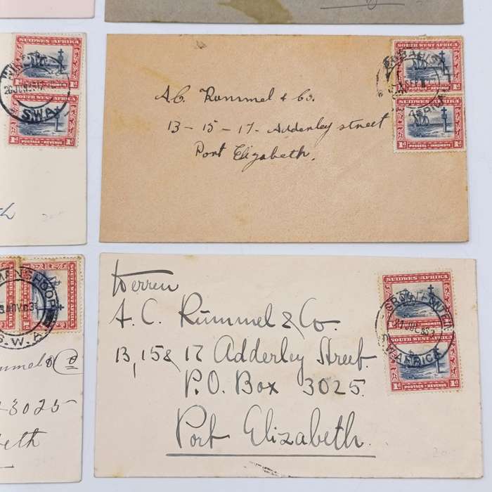 Lot of 6 Vintage 1930's South West Africa covers - all with 1d stamps in English and Afrikaans