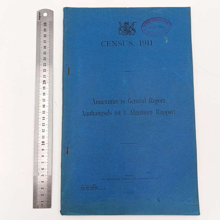 Union of South Africa Original 1911 Census report Annexures