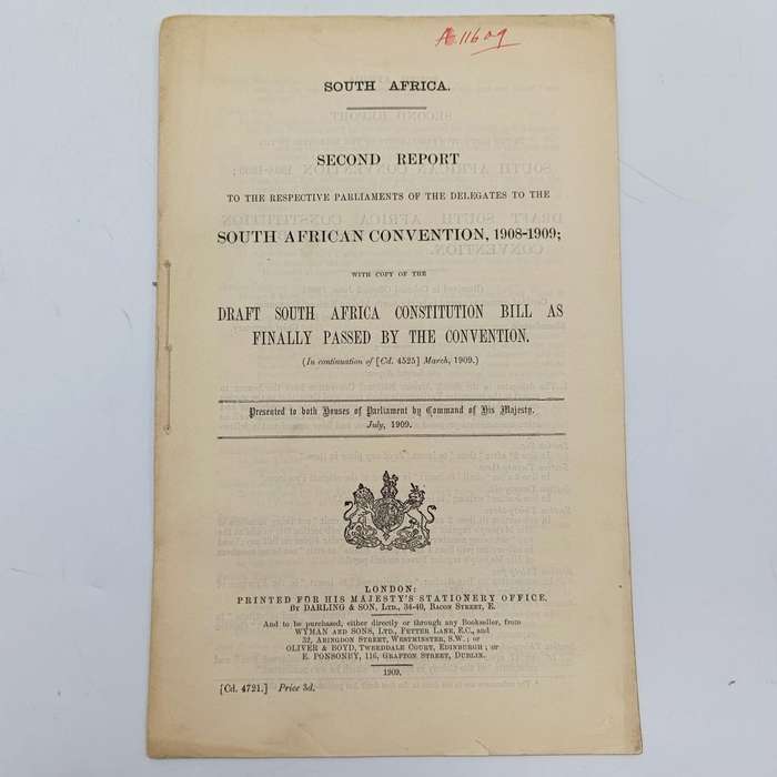 South Africa Second Report to parliaments of delegates to the 1908/9 South African convention