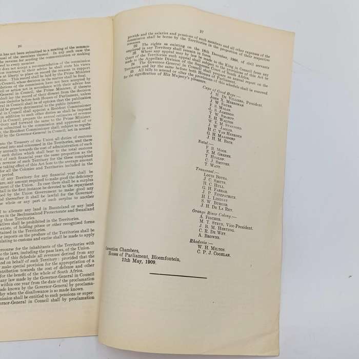 South Africa Second Report to parliaments of delegates to the 1908/9 South African convention