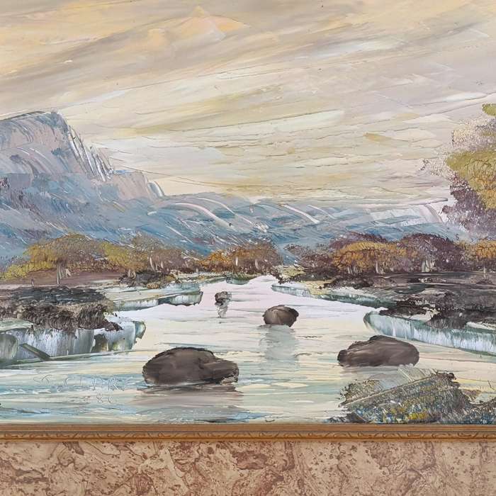 St. Clare landscape painting in frame