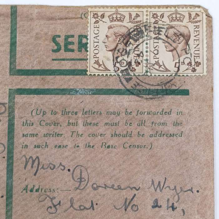 WW2 Active Service letter cover - passed by censor 130 - sent through Field Post Office 550