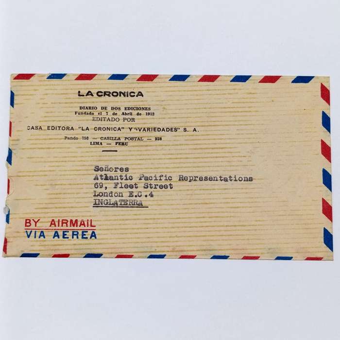 Peru airmail cover Lima, Peru to London, UK - 1946 La Cronica stationery and 5 Peru stamps