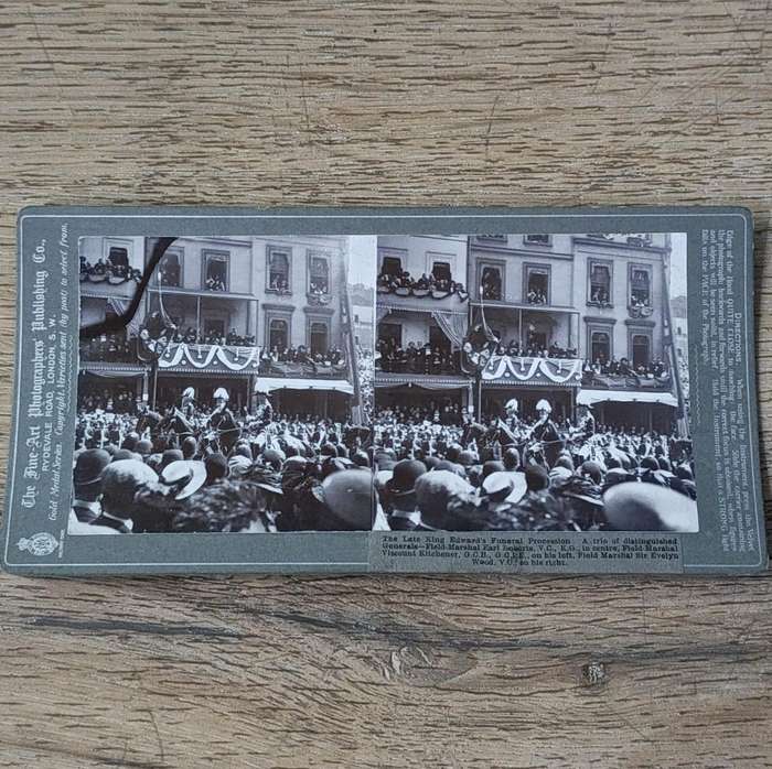 Lot of 5 stereoscope photo cards of Late King Edward's funeral