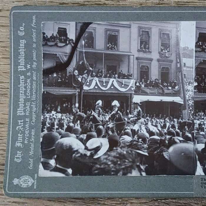Lot of 5 stereoscope photo cards of Late King Edward's funeral