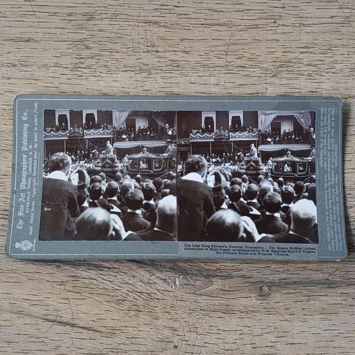 Lot of 5 stereoscope photo cards of Late King Edward's funeral