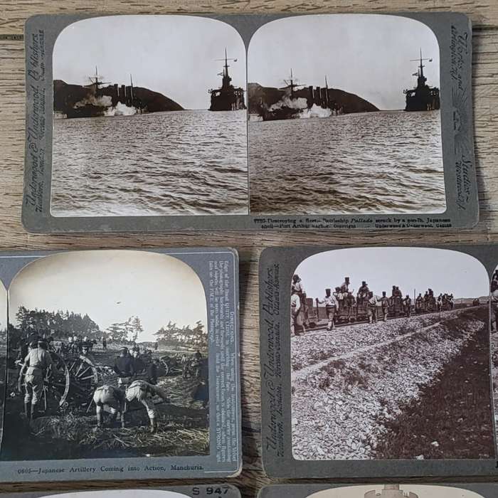 Lot of 15 Antique RUSSO-Japanese war stereoscope photo cards