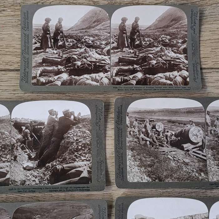 Lot of 15 Antique RUSSO-Japanese war stereoscope photo cards