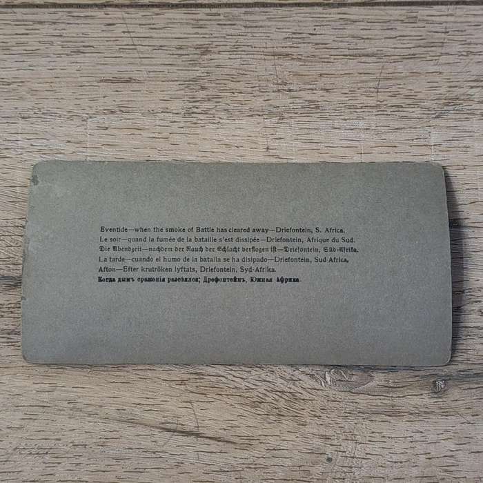 Boer War stereoscope card - Eventide - when the smoke of Battle cleared away - Driefontein