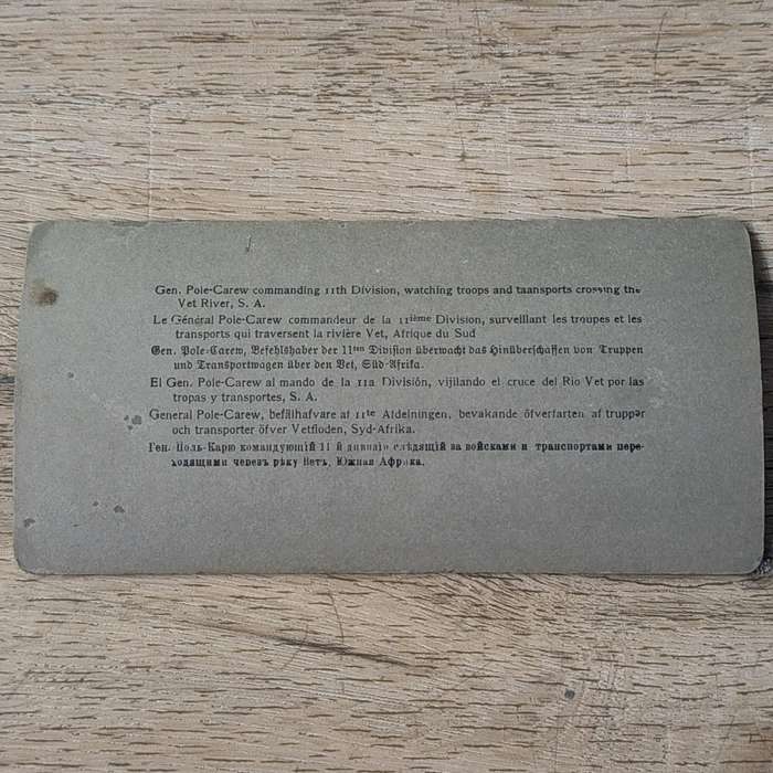 Boer War stereoscope card - Gen. Pole-Carew commanding 11th  Division, watching troops and transport