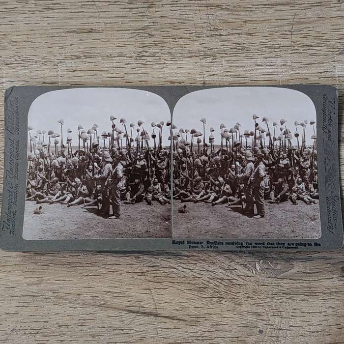 Boer War stereoscope card - Royal Munster Fusiliers