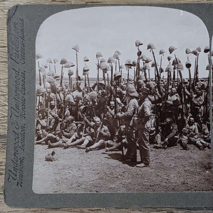 Boer War stereoscope card - Royal Munster Fusiliers