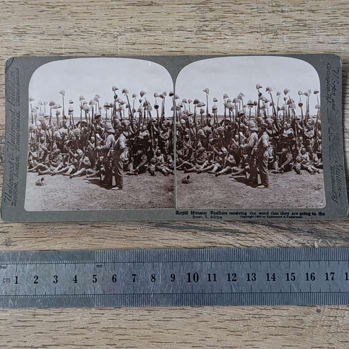 Boer War stereoscope card - Royal Munster Fusiliers