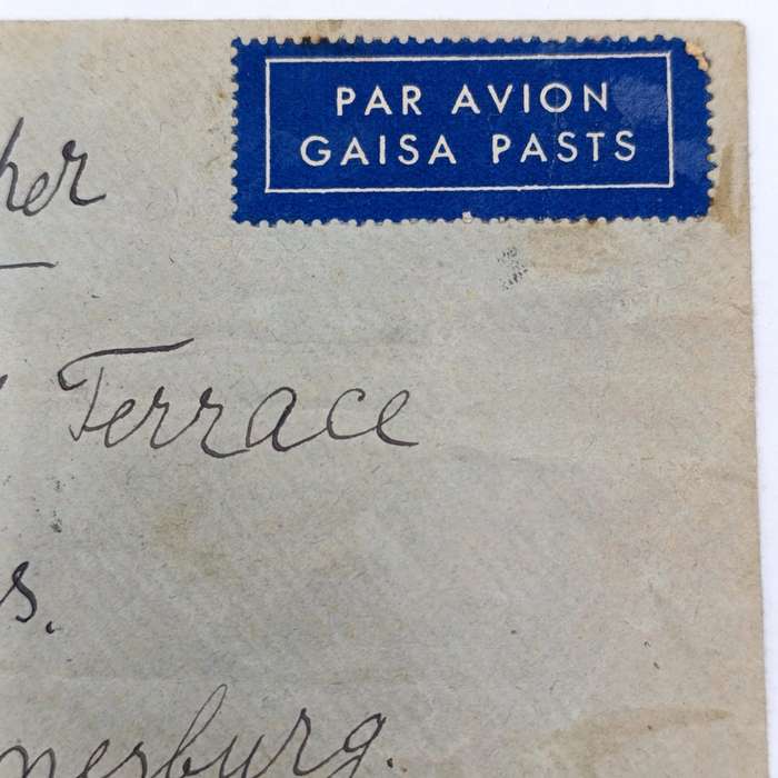 Wartime Latvian Airmail to South Africa - with 5 Latvian stamps cancelled 1940 - sent via Sweden