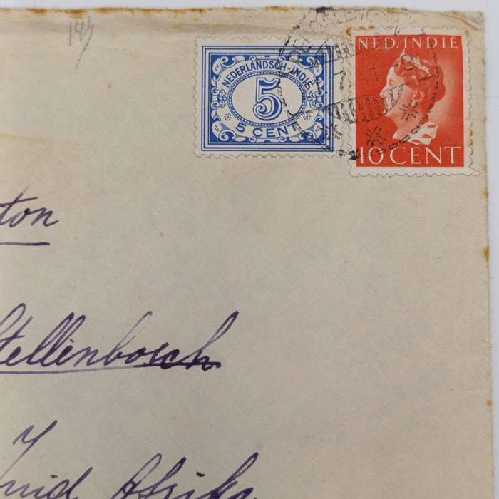 Censored WW2 cover Batavia to Stellenbosch, South Africa