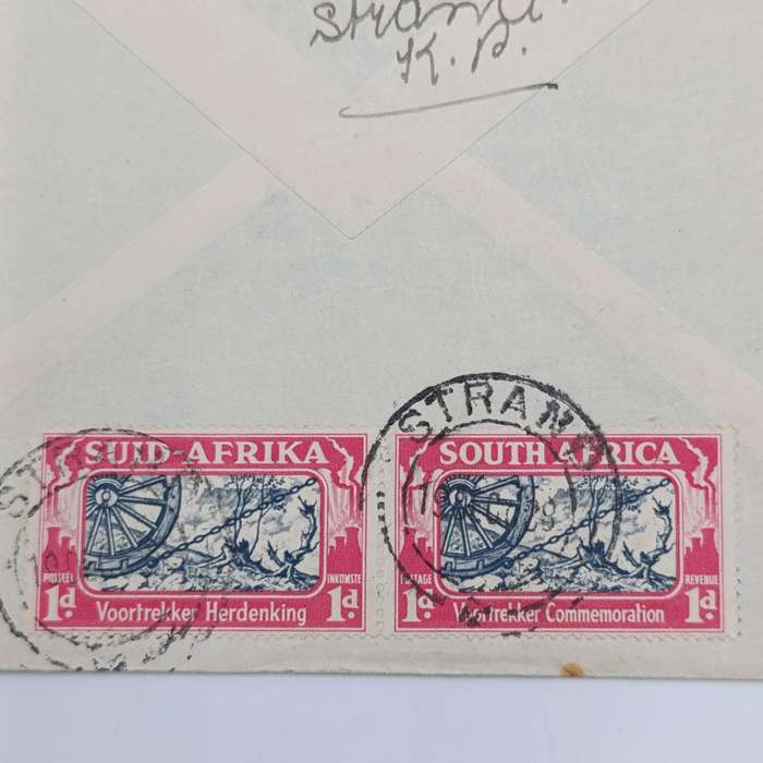 Commemorating New Years Flight Cover - Union of South Africa to Holland with SACC 75-80 stamps