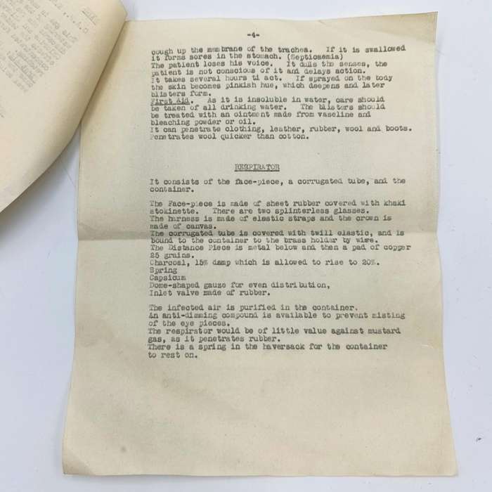 WW2 document for defence against gases
