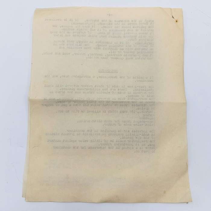 WW2 document for defence against gases